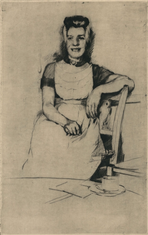 Ets van R. Schönberg kopen, zittende boerin