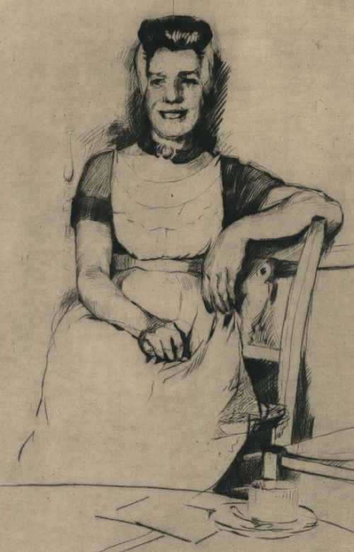 Rodolphe Schönberg met een ets, Zittende boerin