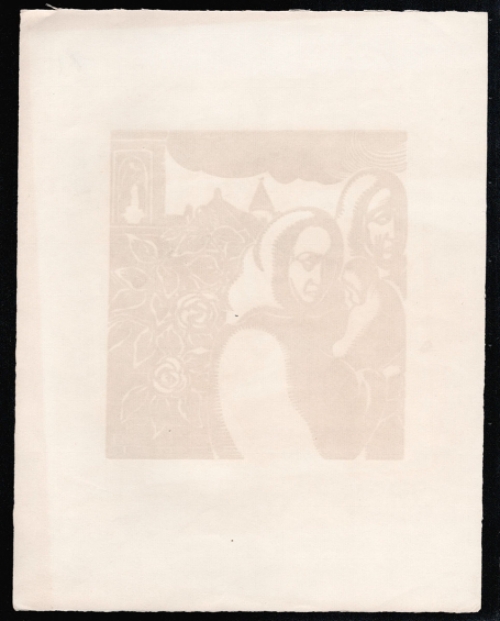 Woodcut van de Belgische kunstenaar Jan Frans Cantré uit Gent