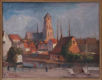 Olieverfschilderij van Lier door Jos Tilleux geschilderd