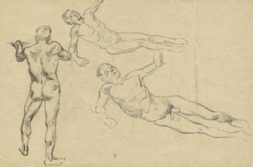 Naakte mannen (voor en achter) +/- 1895