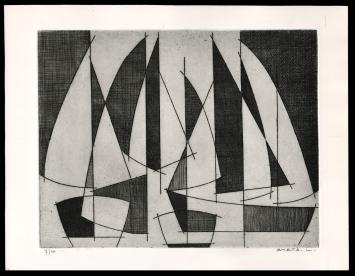 Abstracte ets geëtst door Mechelse kunstenaar Léon Smets