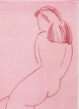 Roze ets van Léon Smets, zittend meisje