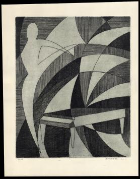 Abstracte ets van de Mechelse kunstenaar Léon Smets