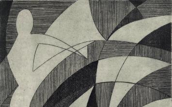 Figuratief abstract kunstwerk op papier