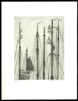 Scheepsmasten geëtst door Mechelse kunstenaar Léon Smets