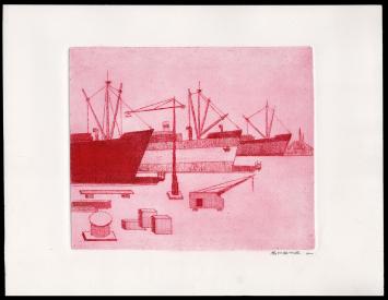 Droogdokken geëtst door kunstenaar Léon Smets