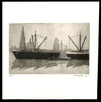 Schepen op de Schelde van de Belgische kunstenaar Léon Smets