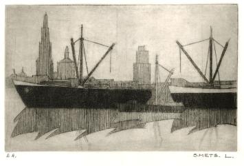 Zicht op de Antwerpse skyline aan de Schelde