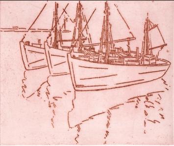 De Belgische graficus Léon Smets met een grafisch werk