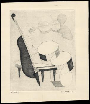 Het orkest geëtst door Mechelse kunstenaar Léon Smets