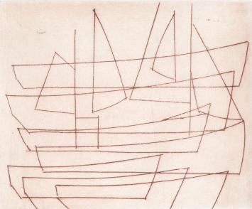 De Mechelse etser Léon Smets met een grafisch werkje