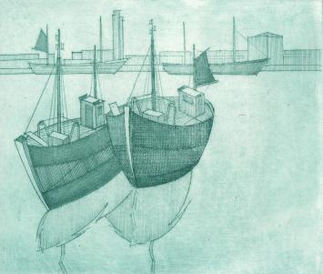 De Mechelse etser Léon Smets met een grafisch kunstwerkje