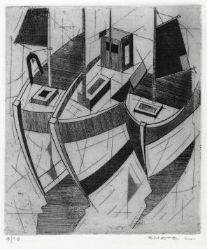 Een gesigneerde ets van Léon Smets