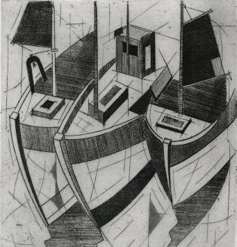 Mechelse kunstenaar L. Smets met een ets