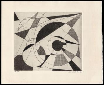 Abstract kunstwerk geëtst door Mechelse kunstenaar Léon Smets