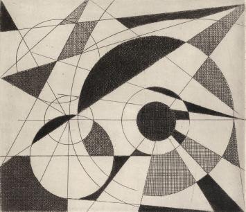 De Belgische etser Léon Smets met een grafisch kunstwerkje