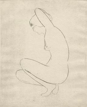 De Belgische etser Léon Smets  met een ets