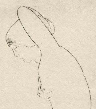 Ets, naakt handen achter het hoofd 4/10