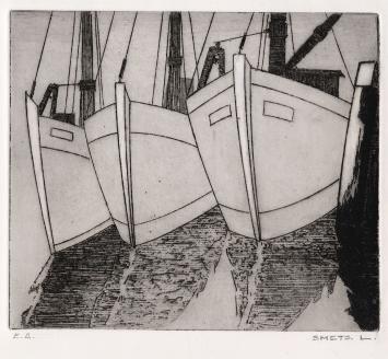 Een gesigneerde ets van Léon Smets