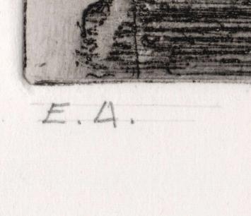 Mechelse kunstenaar L. Smets met een ets