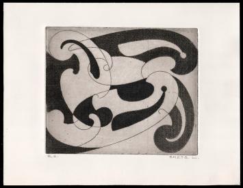 Abstracte ets van de Belgische kunstenaar Léon Smets 