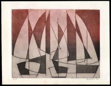 Abstracte ets van de Belgische kunstenaar Léon Smets kopen