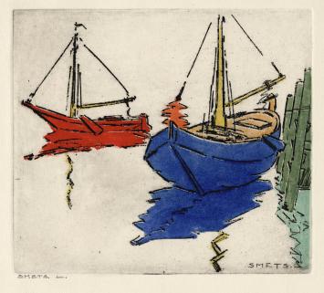 Grafisch kunstwerk, boten op het water
