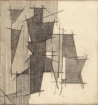 De Belgische etser Léon Smets met een grafisch kunstwerkje