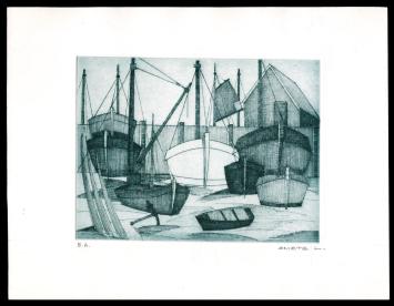 Boten op de scheepswerf, épreuved'artiste