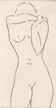 De Belgische graficus Léon Smets met een kunstwerkje op papier