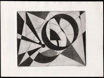 Abstracte ets geëtst door Mechelse kunstenaar Léon Smets