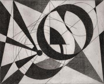 De Belgische etser Léon Smets met een grafisch kunstwerkje