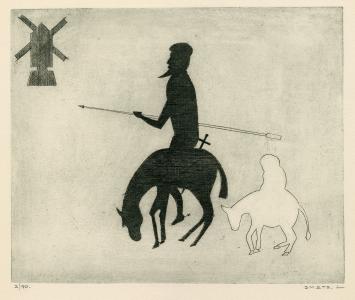 Grafisch kunstwerk van L. Smets; Don Quichot 