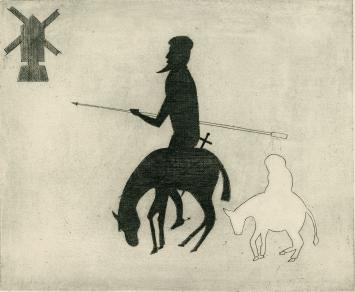 De Belgische etser Léon Smets met een grafisch kunstwerkje