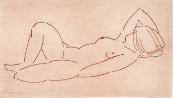 De Belgische etser Léon Smets met een grafisch kunstwerkje