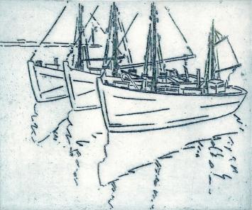 De Belgische graficus Léon Smets met een grafisch werk