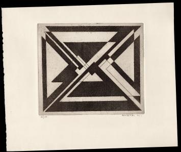Abstract kunstwerk geëtst door  kunstenaar Léon Smets