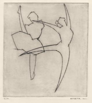 Een gesigneerde abstracte ets van Léon Smets