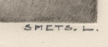 Ets, praatje aan de kerk 1951