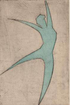 De Belgische etser Léon Smets met een grafisch kunstwerkje