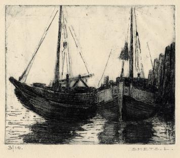 Kleine gravure van Léon Smets (Mechelse kunstenaar)