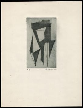 Abstract kunstwerk geëtst door Mechelse kunstenaar Léon Smets