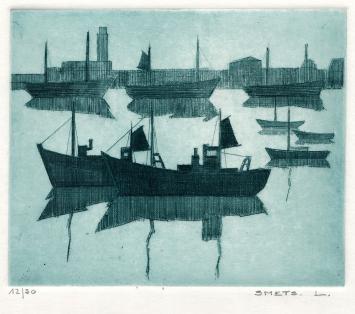 Genummerde ets van Léon Smets (Mechelse kunstenaar)