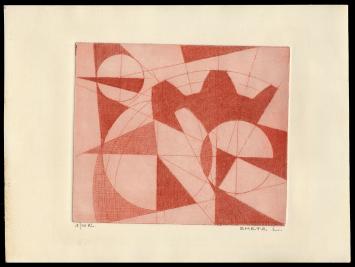 abstracte ets van Léon Smets, de eerste van 10 stuks