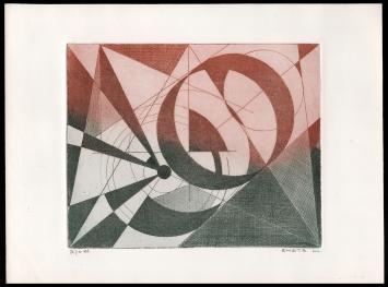 Abstracte ets geëtst door Mechelse kunstenaar Léon Smets
