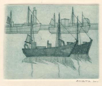 Genummerde ets van Léon Smets