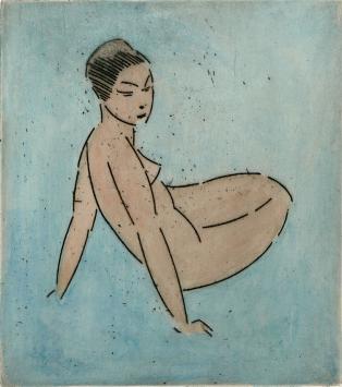 De Mechelse graficus Léon Smets met een naaktgravure