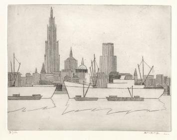 Zicht op de Antwerpse skyline aan de Schelde