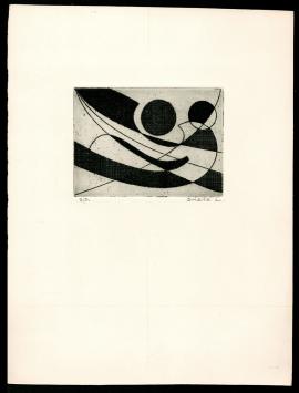 Abstracte ets geëtst door Mechelse kunstenaar Léon Smets